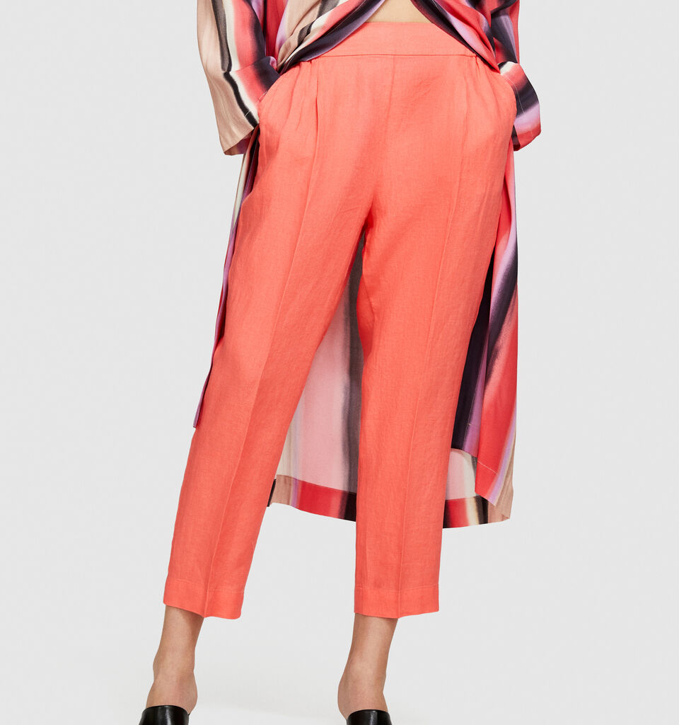 100% linen joggers - women's joggers - Coral | Sisley image number 4